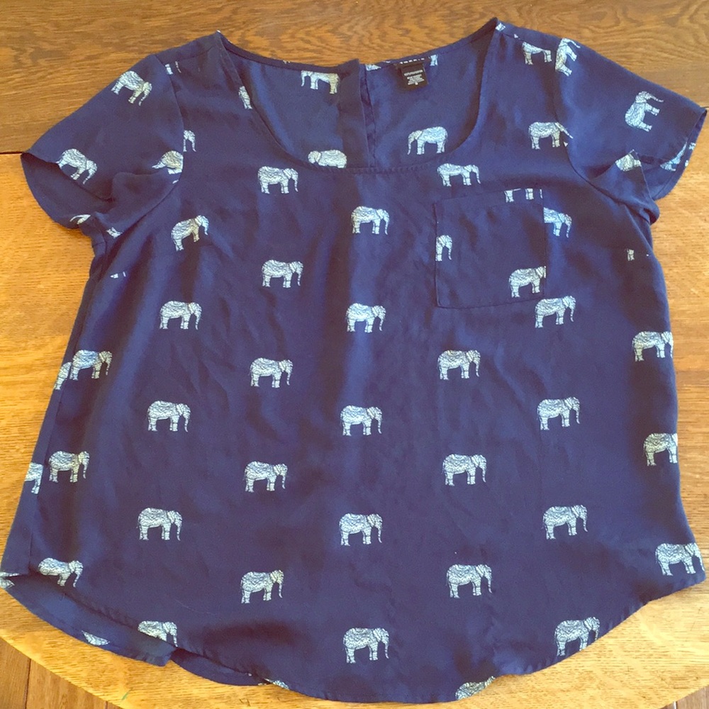 Torrid Navy Blue Elephant Blouse